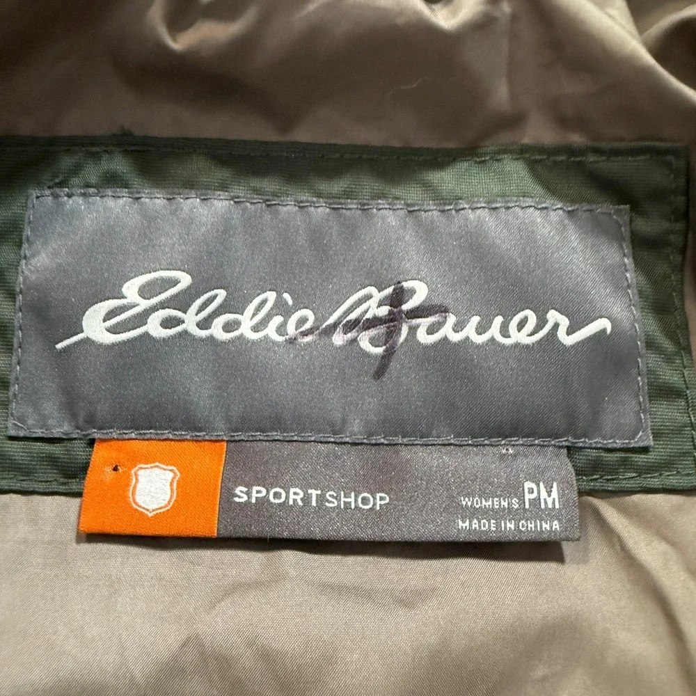 Eddie Bauer Quilted Jacket Women PM Green Sport Shop Lightweight Petite Zip Snap